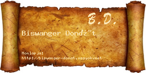 Biswanger Donát névjegykártya